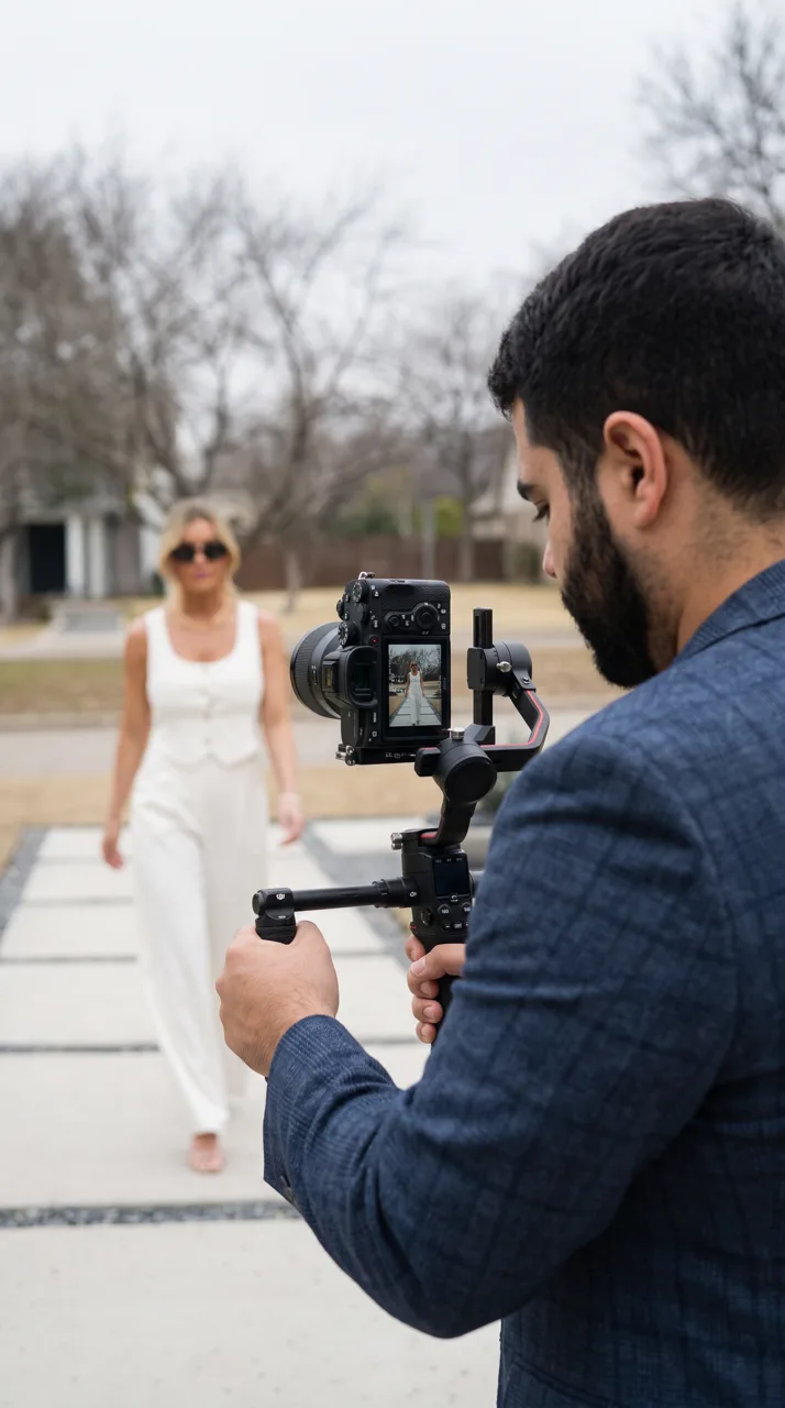 Ariel filming an agent on the monthly visit